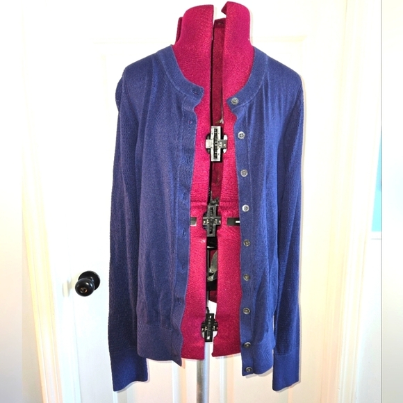 Banana Republic Sweaters - Banana Republic Small Navy Blue Silk/Cotton Blend Button Up Cardigan